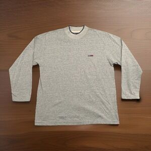 Vintage Tommy Jeans T Shirt Long Sleeve Mock Neck Embroidered Striped 90s USA L